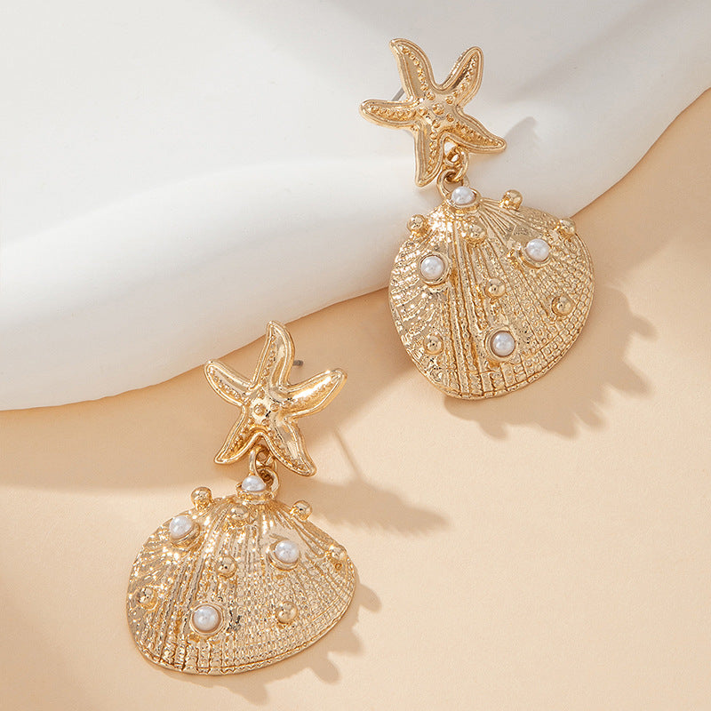 Starfish Shell Drop Earrings