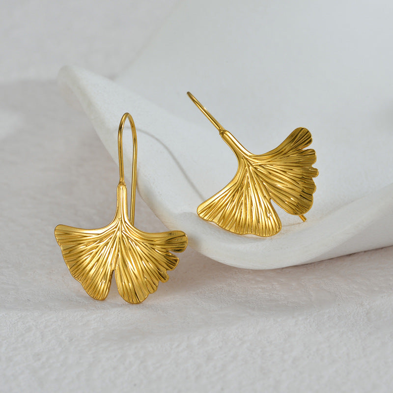 Ginkgo Leaf Stud Earrings