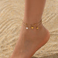 Double-layer Geometric Shell Star Anklet with Pearl