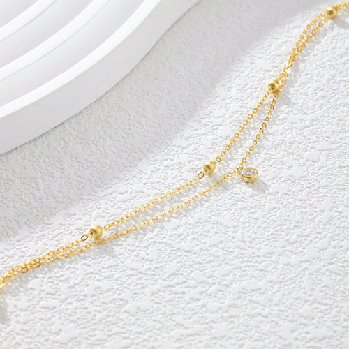 Double-layer Bead Zircon Anklet