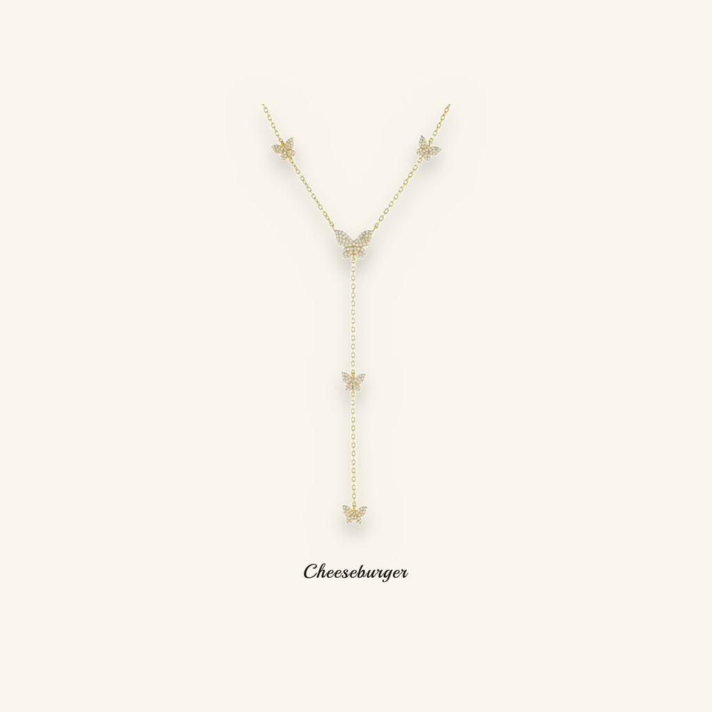 Full-crystal Butterfly Y-shape Necklace