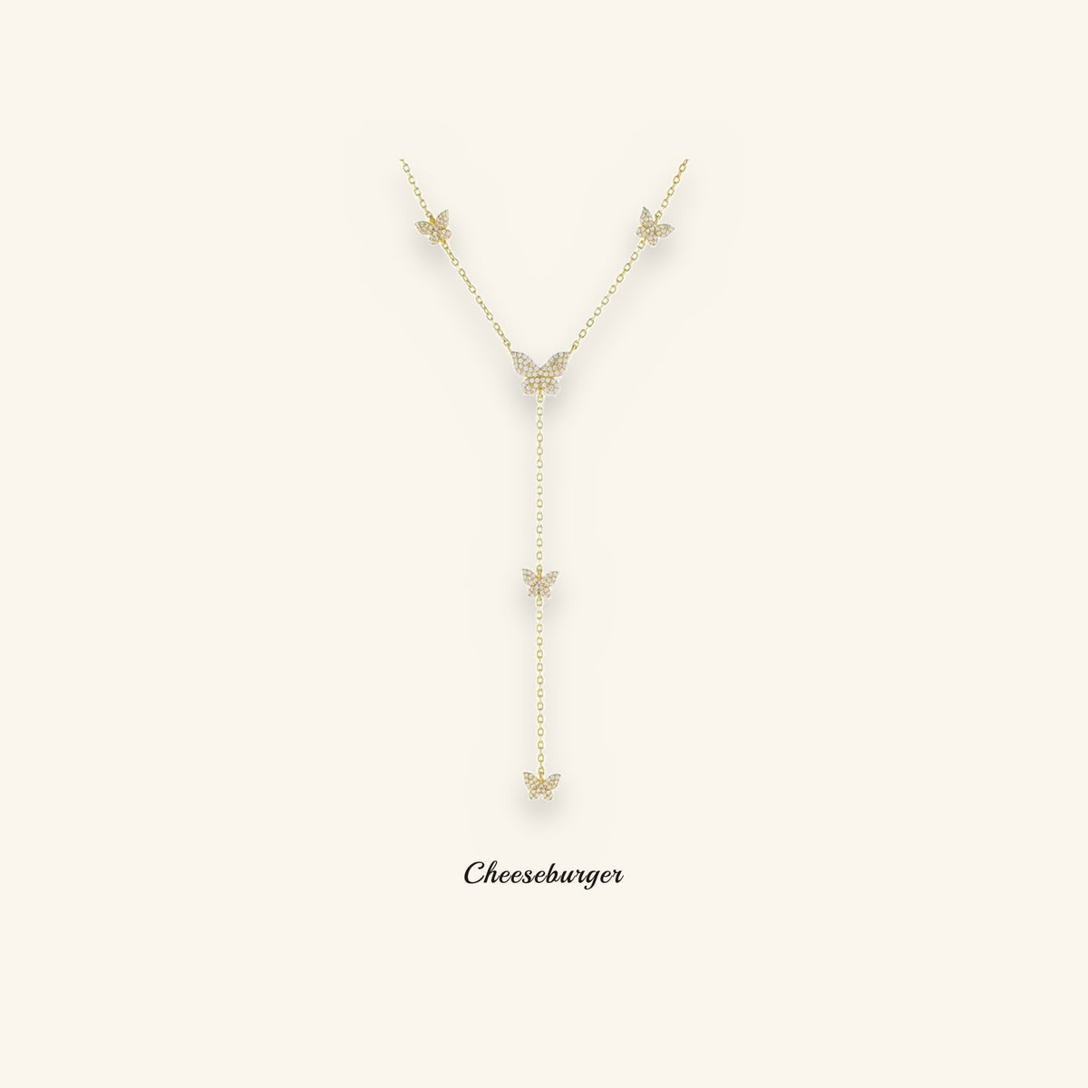 Full-crystal Butterfly Y-shape Necklace
