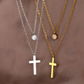 Zircon Cross Double-Chain Necklace