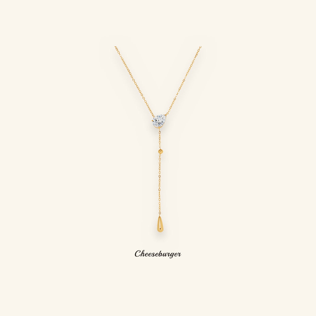 Simple Micro-encrusted Water Drop Zircon Necklace