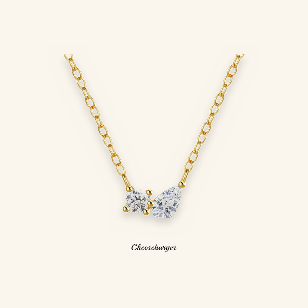 Gold-plated Pendant Necklace with Zircon Stones