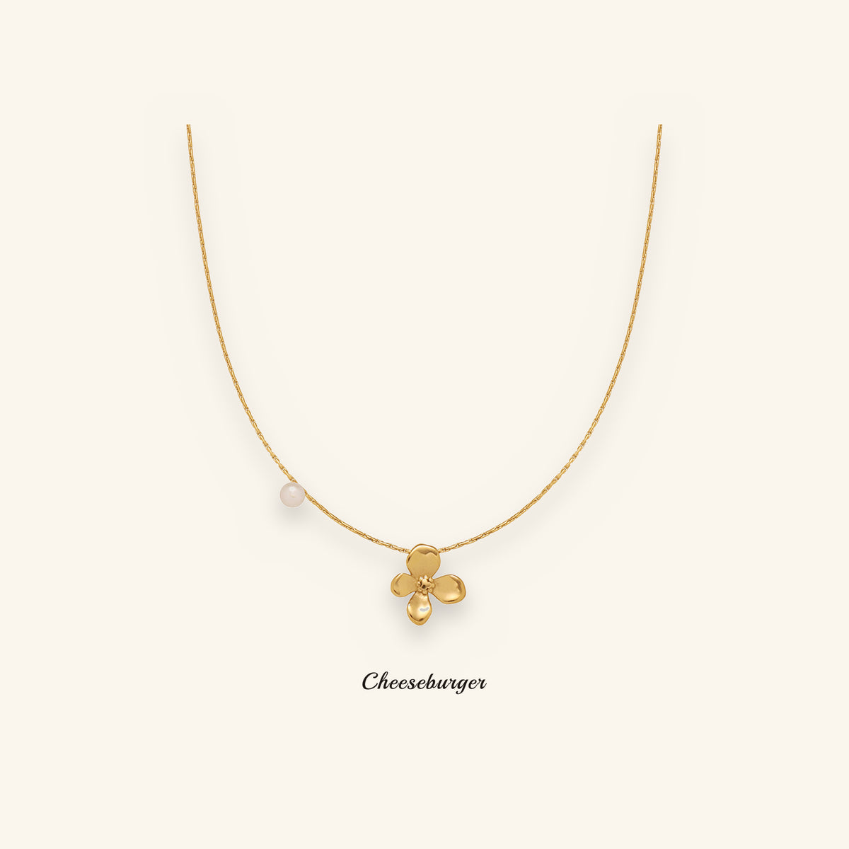 Small Osmanthus Flower Gold Wire Clavicle Chain Necklace with Pearl
