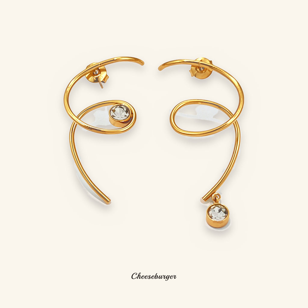 Asymmetrical Zircon-studded Earrings