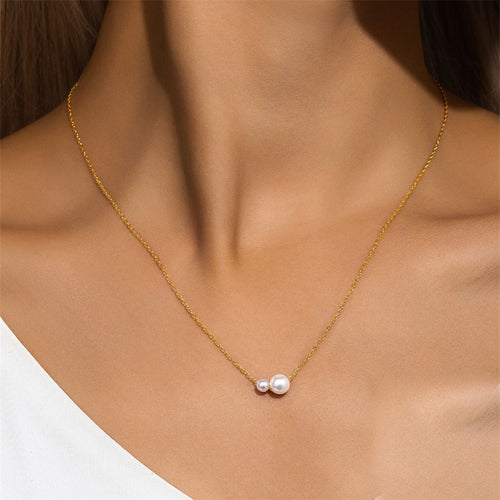 Adjustable Sliding Necklace with Pearls