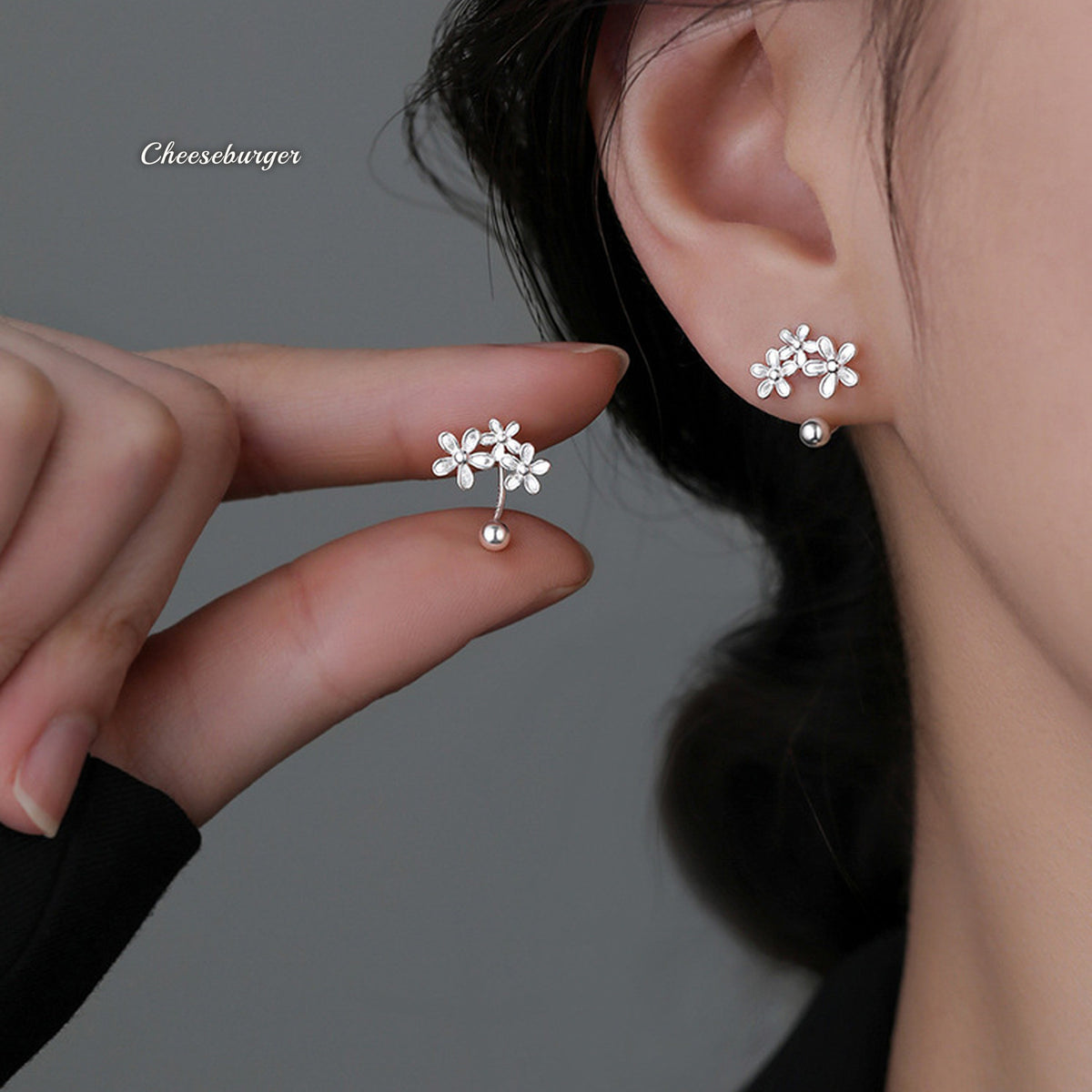 Needle Flower Stud Earrings