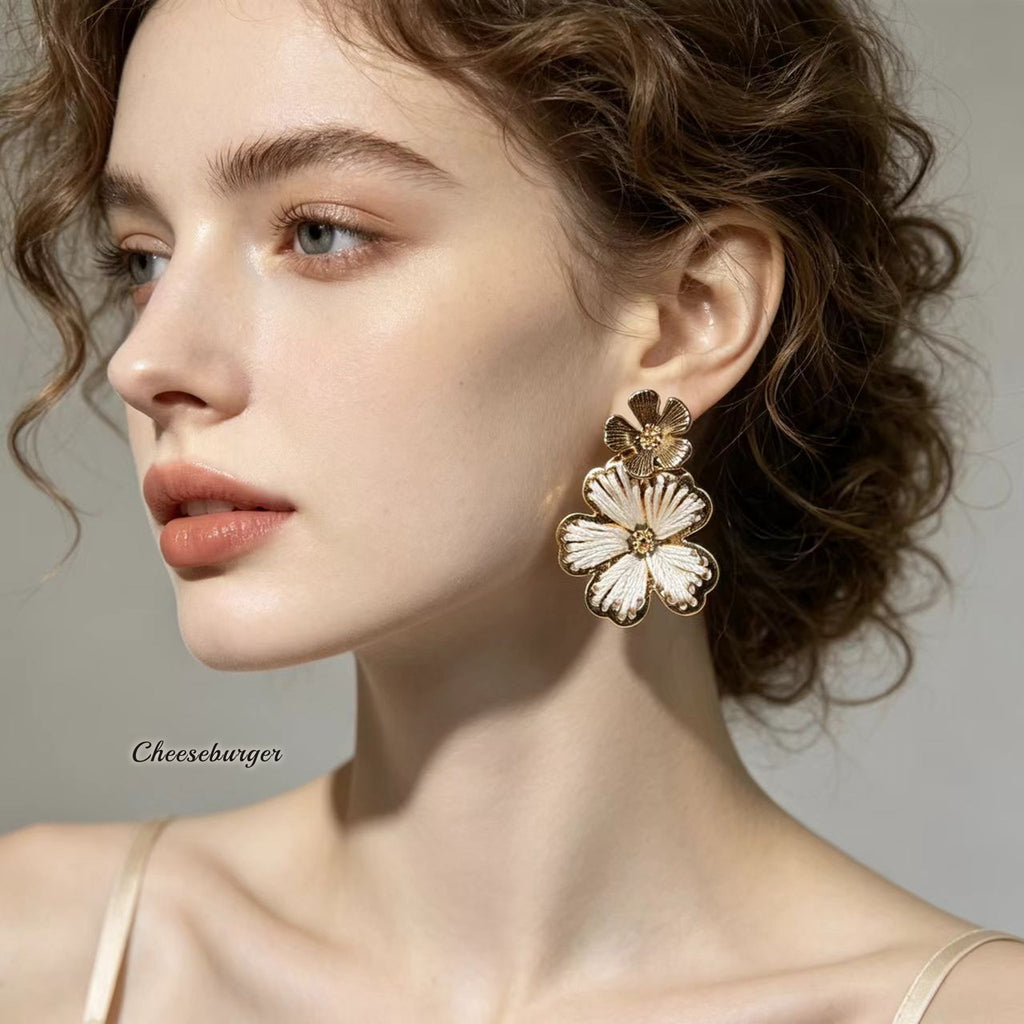 Handmade Thread-weaved Flower Earrings