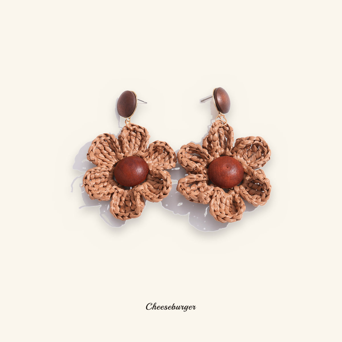 Vintage Raffia Flower Woven Earrings