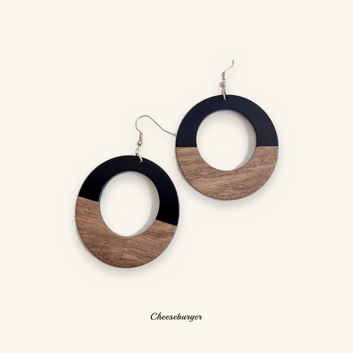 Bohemian Wood Resin Hollow Hoop Earrings